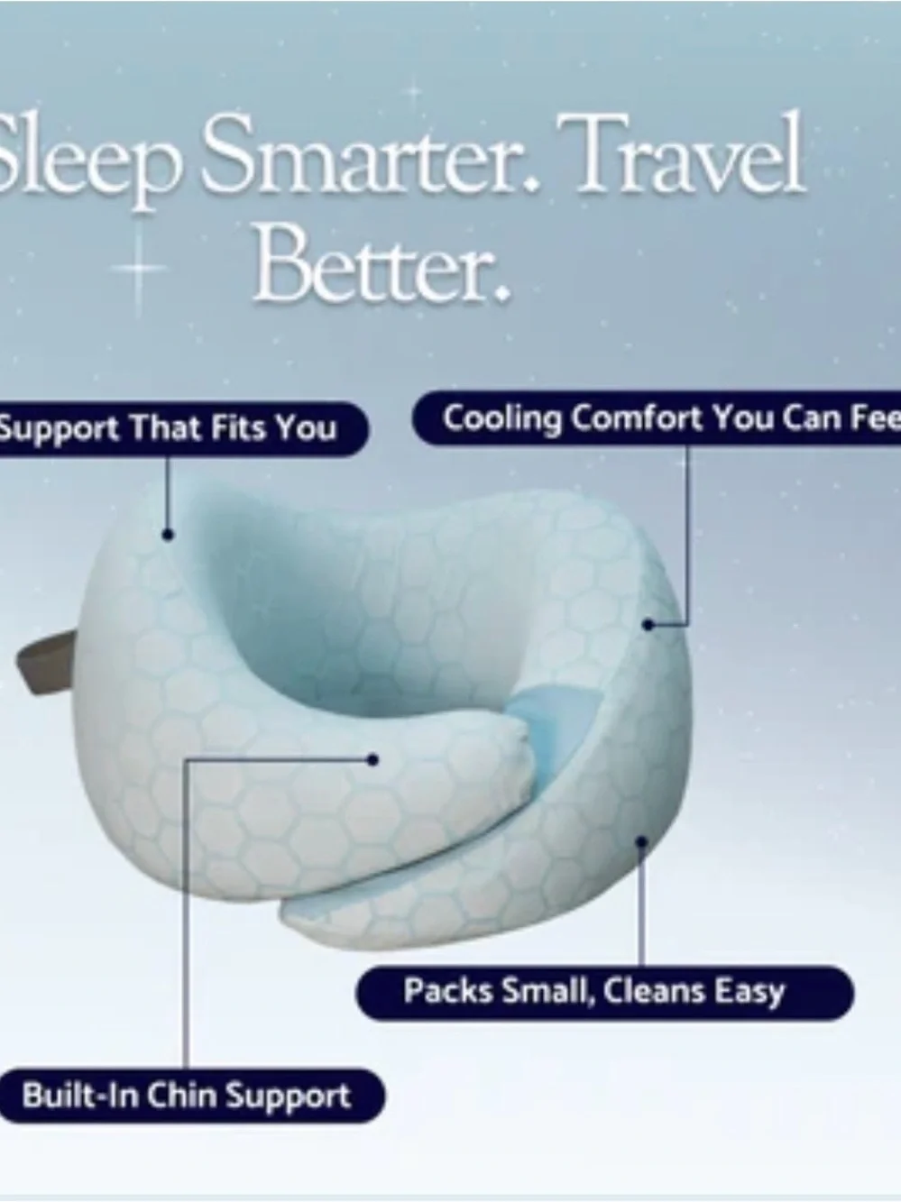 Dosaze Cooling Light Blue Men's Travel Neck Pillow